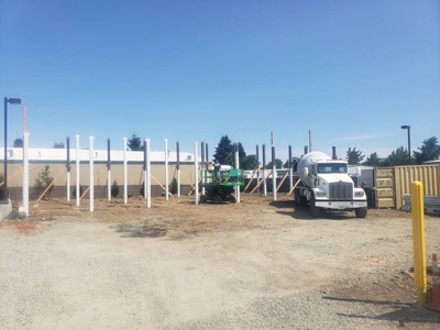 Steel frame building under construction