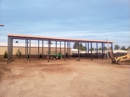 Steel frame building under construction