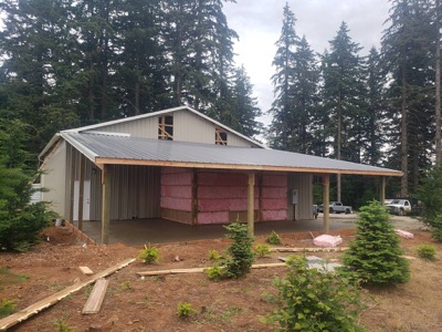 Insulated shop extension under construction