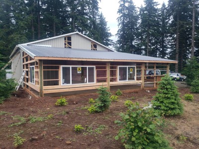 Insulated shop extension under construction
